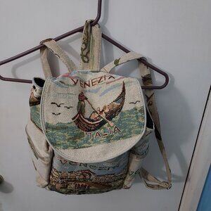 Italian Motif Backpack Purse, Multicolor, Women's